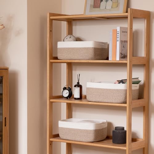 OIASKET Storage Baskets for Organizing 3 Pack, Woven Baskets for Shelves, Closet Organizer Bins Empty Gift Basket Toy Storage for Toys, Books, Towels, Clothes, 15"x11.42"x6.7", Yellow - Image 4