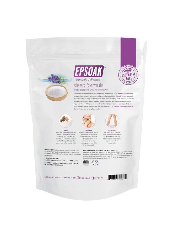 Epsoak Epsom Salt 2 Lb. Magnesium Sulfate Usp. (Qty. 1 X 2Lb. Bag) Lavender Sleep Formula Resealable Epsom Salt Bag Made In The Usa Crueltyfree Certified - Image 2