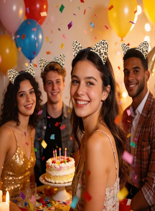 جاسيا طوق رأس بتصميم آذان قطة من جاسيا، طوق رأس بتصميم فهد ونمر للنساء، إكسسوارات شعر لطيفة بتصميم حيوانات، عبوة من 12 قطعة - Image 3