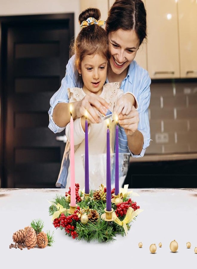 NIKY مجموعة شموع عيد الميلاد، 6 شموع بنفسجية و2 وردية اللون، حامل شموع غير معطر بطول 10 بوصات للاحتفالات الموسمية - Image 5