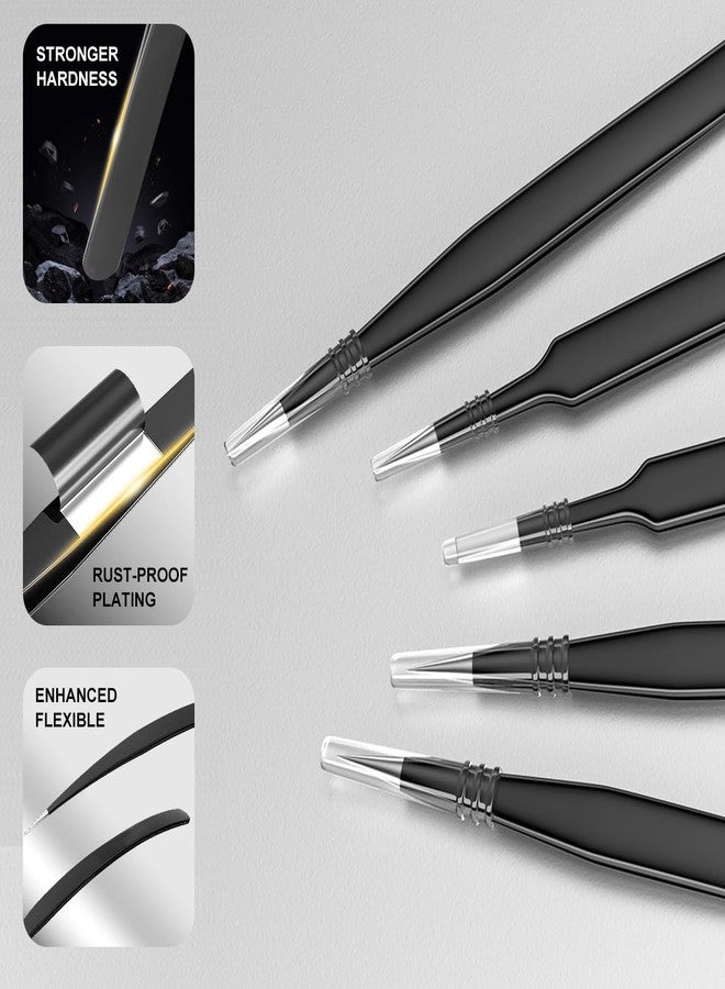 Antonki 12 Pack Precision Tweezers Set for Craft, Soldering, Jewelry, Facial Hair, Eyebrow, Ingrown Hair Removal, Eyelash Extension- with Case - Image 5