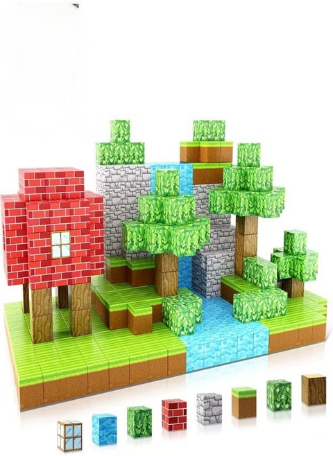 Magnetic Blocks-Build Mine Magnet World Edition, Magnetic Toys for Boys & Girls Age 3-4 4-5 6-8,STEM Montessori Sensory Toys for Toddlers Gifts for 3+ Years Old,100PCS Fidget 0.8" Cubes Construction Toys