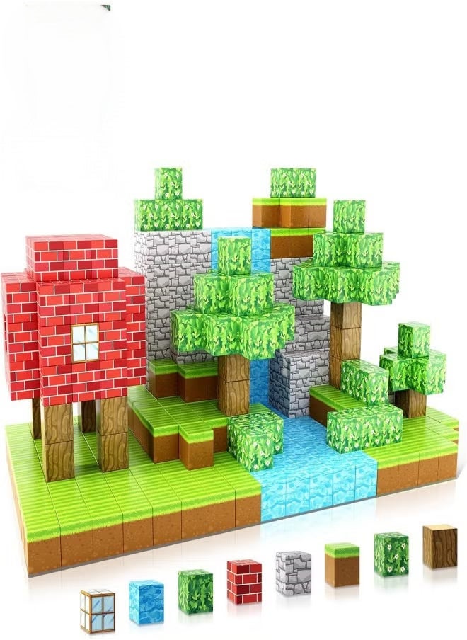 Zeemey Magnetic Blocks-Build Mine Magnet World Edition, Magnetic Toys for Boys & Girls Age 3-4 4-5 6-8,STEM Montessori Sensory Toys for Toddlers Gifts for 3+ Years Old,100PCS Fidget 0.8" Cubes Construction Toys  - Image 1