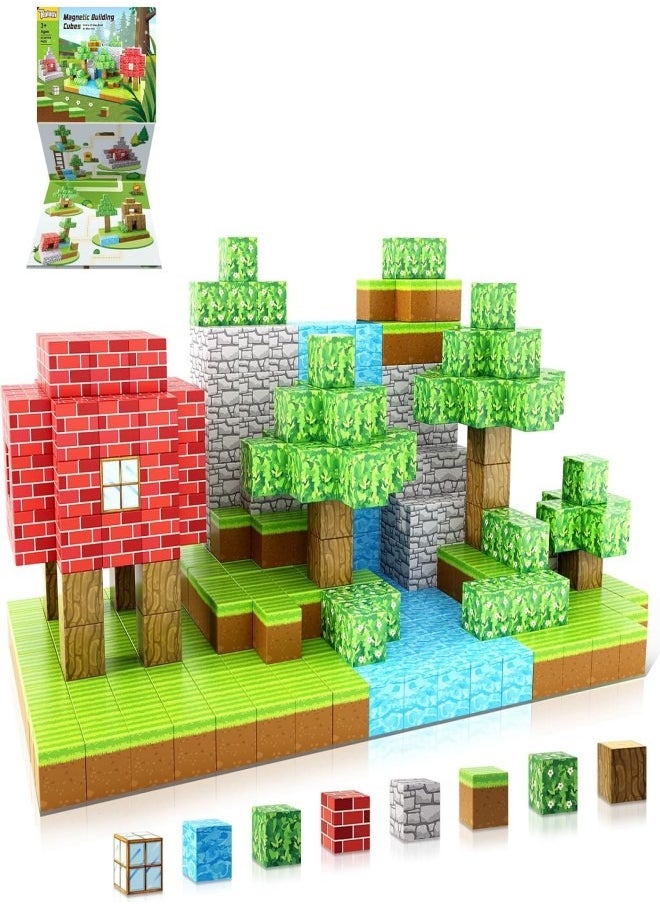 Zeemey Magnetic Blocks-Build Mine Magnet World Edition, Magnetic Toys for Boys & Girls Age 3-4 4-5 6-8,STEM Montessori Sensory Toys for Toddlers Gifts for 3+ Years Old,100PCS Fidget 0.8" Cubes Construction Toys  - Image 1
