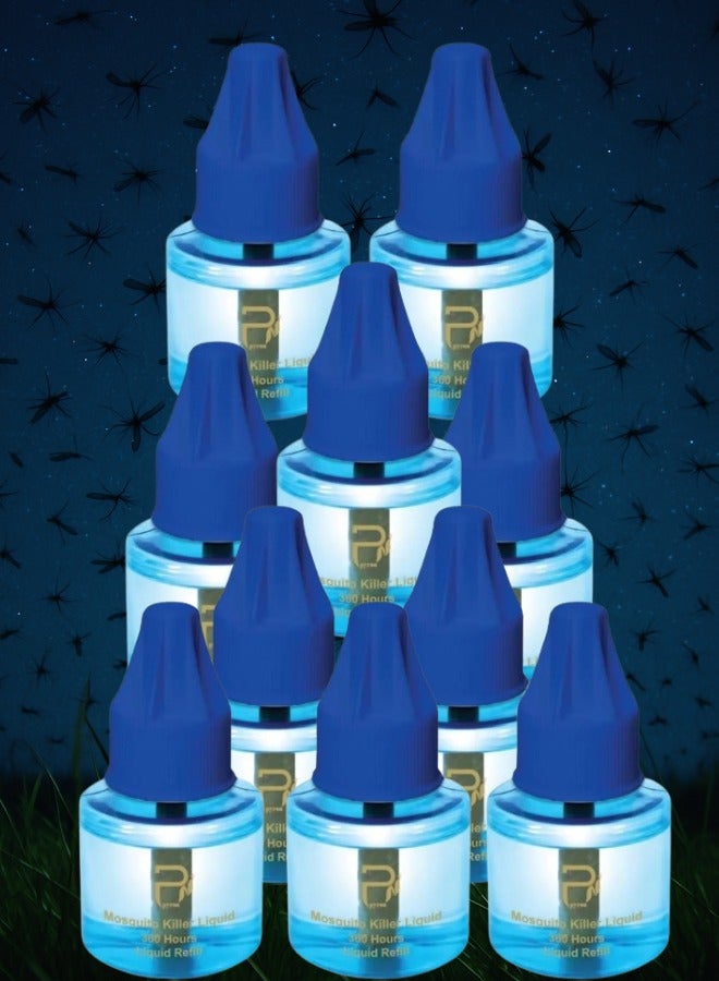 بيرون 10 قطع عبوة غيار سائل بيرون لجهاز قاتل الناموس 1080 ساعة ذو ريحة عطرية جميلة 45مل - Image 1