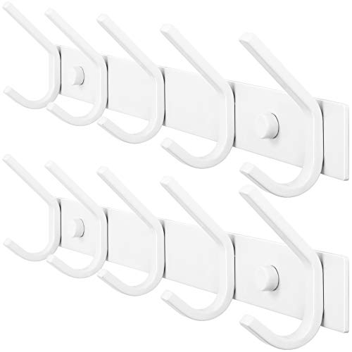 WEBI Coat Rack Wall Mounted,Coat Hooks Wall Mount,Wall Coat Hanger,5 Hooks for Hanging Jacket,Coats,Hats,Clothes,White,2 Packs - Image 1