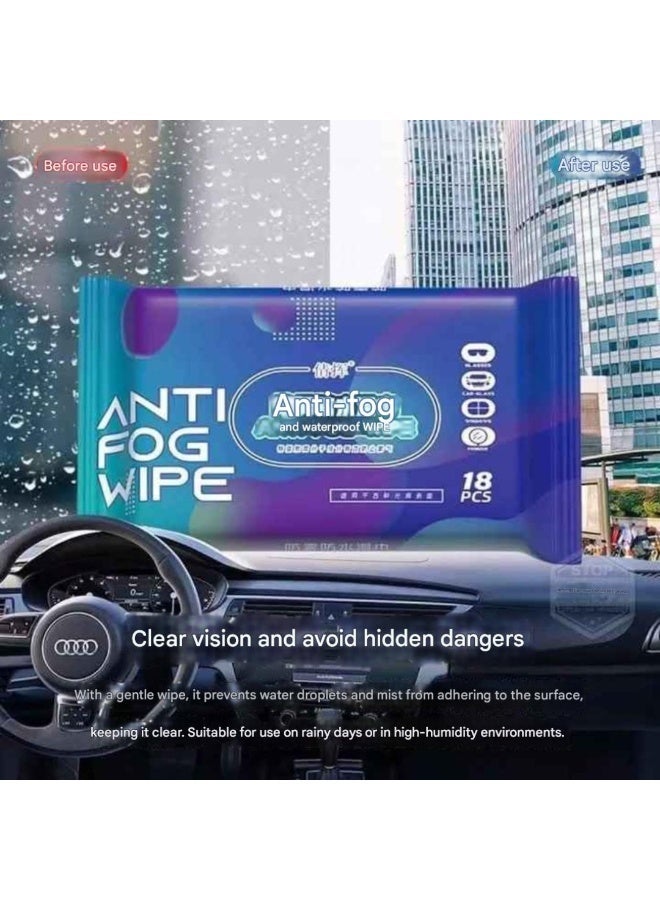 SNH Anti-Fog & Waterproof Wipes for Car Glass and Eyewear (18 PCS) - Image 1
