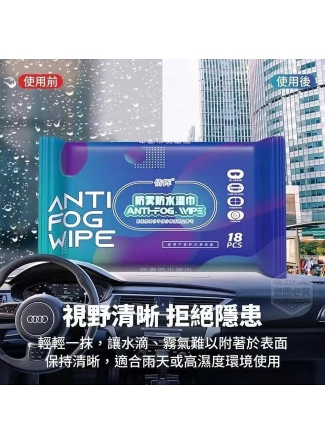 SNH Anti-Fog & Waterproof Wipes for Car Glass and Eyewear (18 PCS) - Image 2
