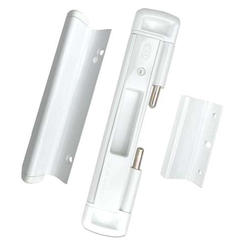 CAL DOUBLE-BOLT LOCK CAL DoubleBolt Lock for Glass Sliding Doors Advanced Technology to Keep Your Family Safe and Secure High Security Lock Virtually Burglar Proof Double Bolt Lock Premium Handle White - Image 1