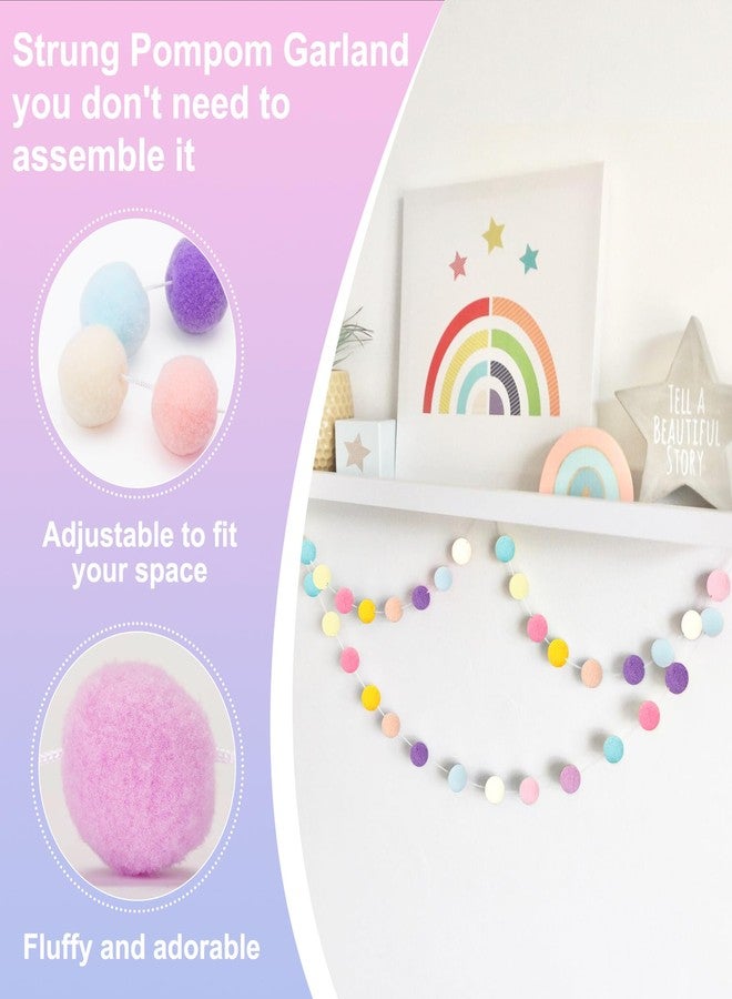 GCQQ Pastel Pom Pom Garlands - 1.2" Large Pompom Garland for Classroom 16.4 Ft 60 Pastel Ball Garlands Nursery Pompom Ball Garland for Easter Party Bedroom Nursery Decor(1.2"/3cm) - Image 3