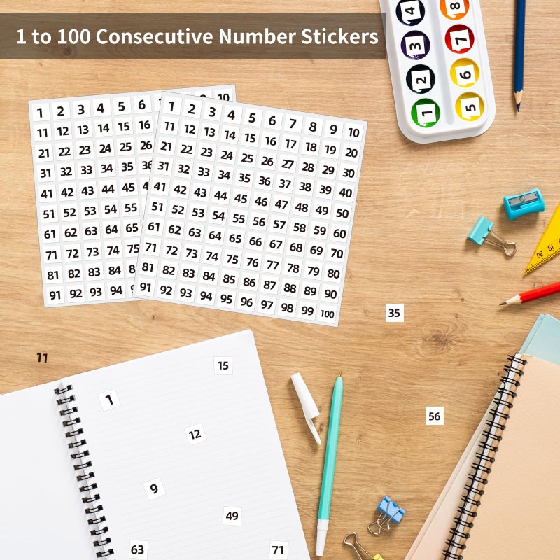 STARLIBOO 1 to 100 Consecutive Number Stickers, 0.4 inch Square Small Number Stickers Labels for Inventory, Storage, Organizing, Boxes, Bins, Toolbox, Locker (3000 Labels, White) - Image 4