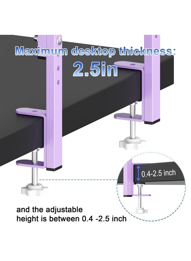 Spacrea clamp on Desk Shelf, 2 Tier Office Desk Shelves Organizer, Wood Desktop Supplies Storage Rack, Desk Organizers and Accessories (Purple) - Image 4