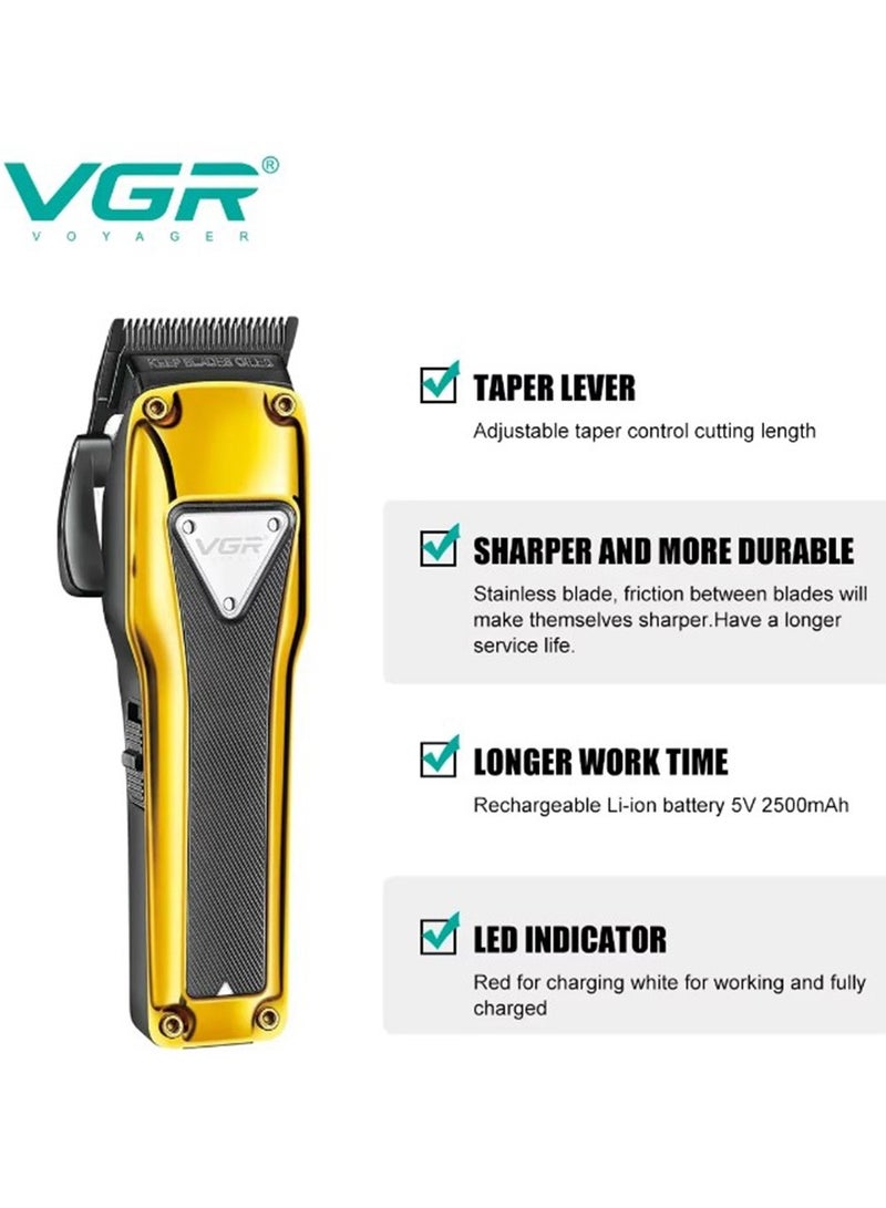 VGR Professional USB Rechargeable V-338  ,LED Display ,  Oil Bottle , Home Functional Reciprocating Shaver, Cleaning brush, Protection cap, USB charging cable, 6pc guide comb , 180 Minutes Operating Time - Image 4