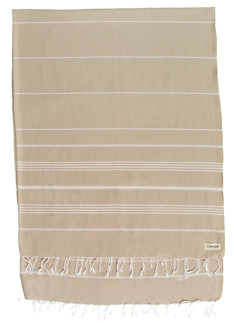 Bersuse Towels Anatolia XL Beach Blanket Throw Blanket Turkish Towel 100 Cotton ExtraLarge QuickDry Lightweight Premium Peshtemal Towel  61x82 Inches Beige