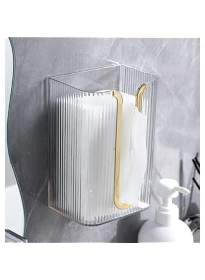 Acrylic Paper Towel Holder, Wall Mounted Paper Towel Dispenser, Adhesive Tissue Box Guest Napkin Countertop Paper Towel Holder for Bathroom(White) - Image 1