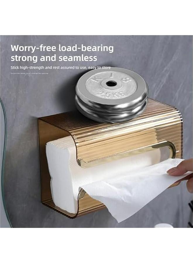 Acrylic Paper Towel Holder, Wall Mounted Paper Towel Dispenser, Adhesive Tissue Box Guest Napkin Countertop Paper Towel Holder for Bathroom(White) - Image 3