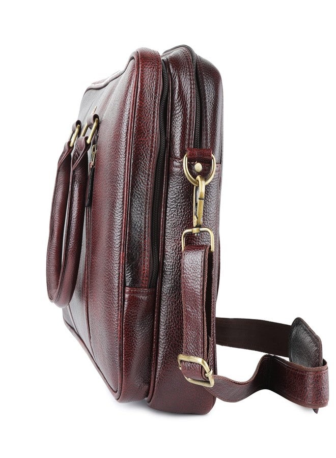 OMAX Brown Color Genuine Leather Double Compartment Messenger Laptop Bag LTHR03 - Image 3