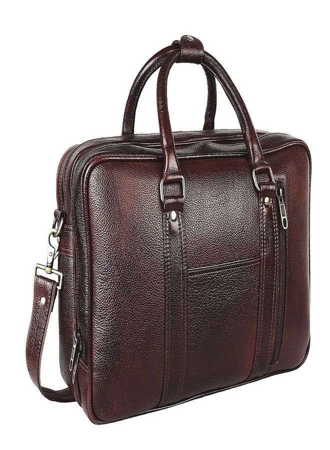 OMAX Brown Color Genuine Leather Double Compartment Messenger Laptop Bag LTHR03 - Image 1