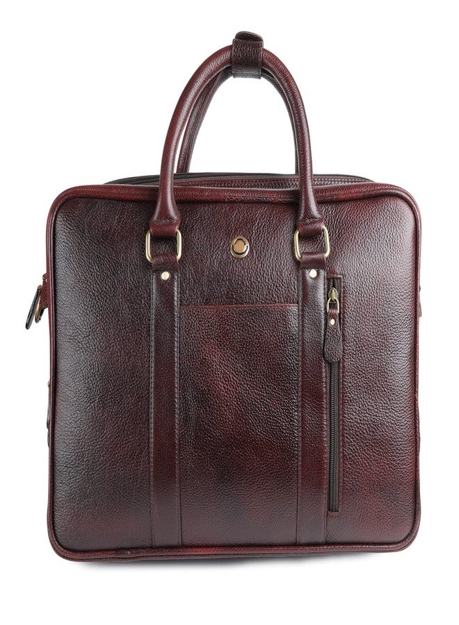 OMAX Brown Color Genuine Leather Double Compartment Messenger Laptop Bag LTHR03 - Image 2