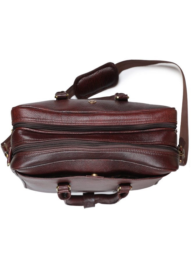 OMAX Brown Color Genuine Leather Double Compartment Messenger Laptop Bag LTHR03 - Image 4