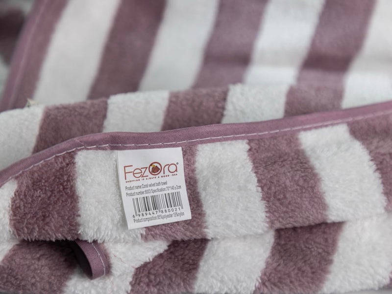 Fezora® Microfiber Bath Towels Strip | (70x140) Extra Soft Plush & Quick Dry High Absorbency Large Size Towels for Bathing (Wine & White) - Image 5