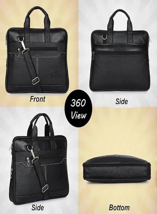 Treggo Premium Leather Laptop Briefcase for Men, Brown,Black Set of 2, Adjustable Shoulder Strap, Multiple Compartments, Professional Office Messenger Bag - Image 5