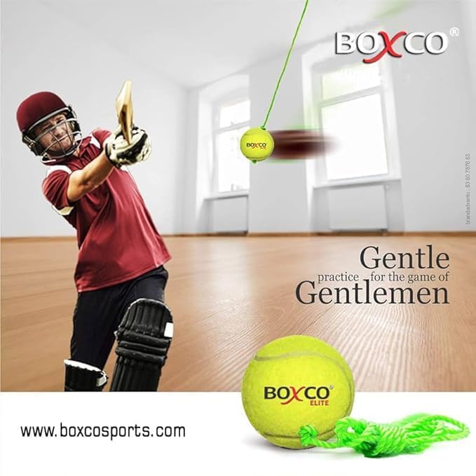 BOXCO مجموعة مضرب كريكيت متميزة للأطفال (مضرب رقم 3) مع كرة تدريب معلقة، قفازات قطنية وحقيبة حمل | مجموعة كريكيت خفيفة الوزن ومتينة للتدريب وكريكيت الشوارع - Image 3