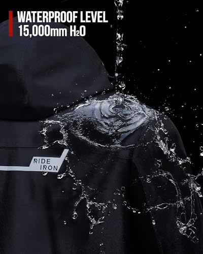 RIDEIRON Rain Suit, Motorcycle rain gear for men, 15000mm Rating,Reflective, Detachable Hood - Image 3