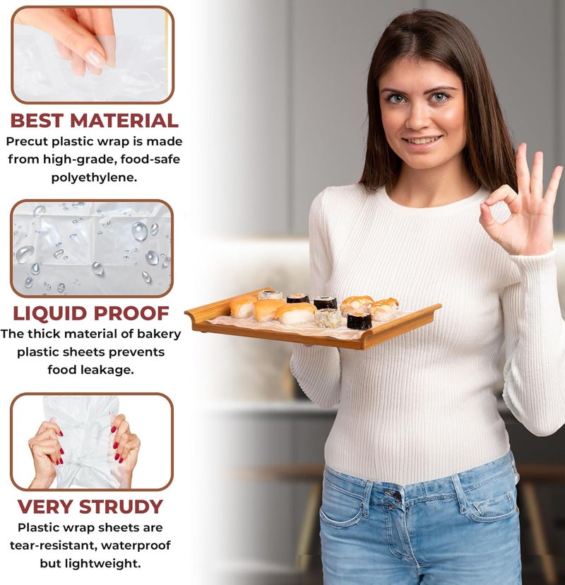 APQ Supply APQ Clear Deli and Bakery Wrap Plastic Sheets, 10 x 10.75 Inches. 1000 Pack Pop-Up Deli Sheets. Pre-Cut Plastic Wrap for Food Service, Baked Gifts - Image 3