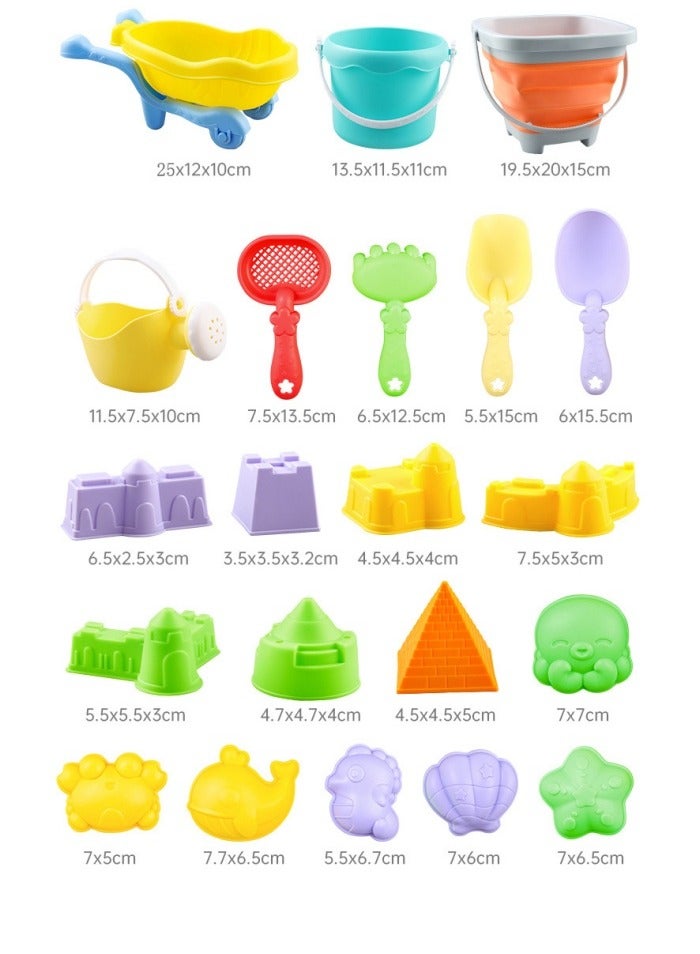 Collapsible Beach Toys Sand Set with Bucket, Shovels  Molds - Foldable Sandbox Toys for Kids Ages 4-12, Includes Mesh Storage Bag - Perfect for Beach Vacation, Summer Travel, Toddler Outdoor Play - Image 3