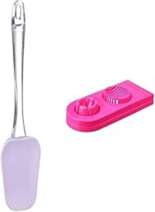 ElYassin Elyassin Silicone spatula with silicone handle, assorted colors + Jasin 2 in 1 plastic egg cutter, 9 x 21 cm - colors vary