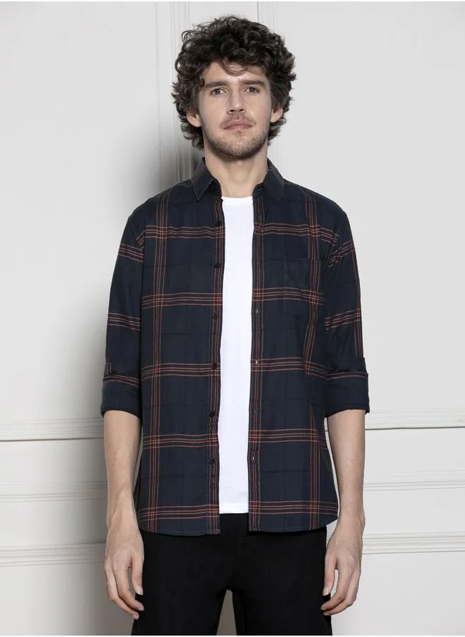 دينيس لينغو Checked Print Casual Shirt