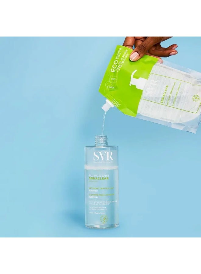 اس في أر مزيل مكياج SVR Sebiaclear Micellar Water للبشرة الدهنية، عبوة إعادة تعبئة 400 مل - Image 2