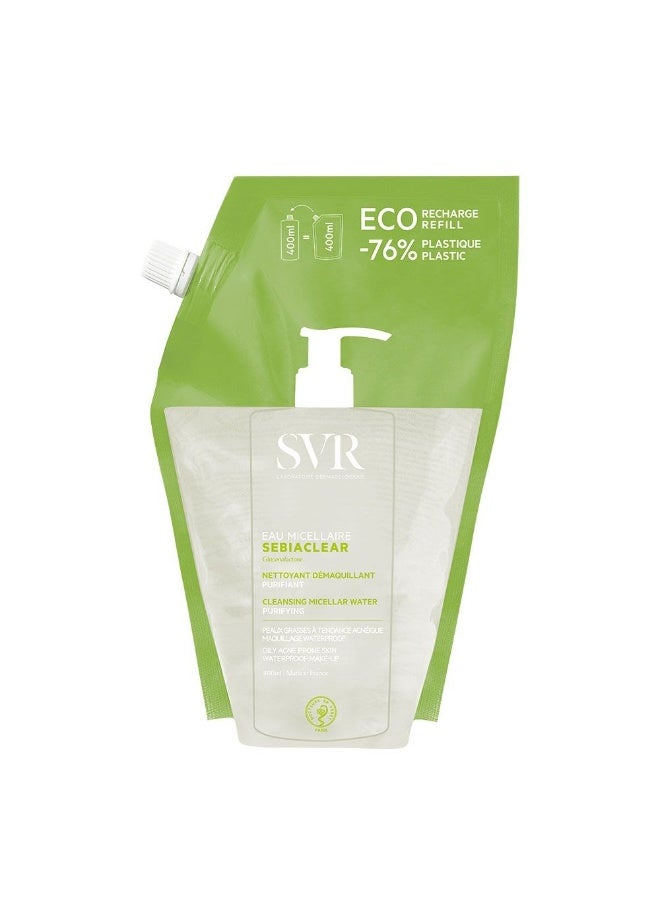 اس في أر مزيل مكياج SVR Sebiaclear Micellar Water للبشرة الدهنية، عبوة إعادة تعبئة 400 مل - Image 1