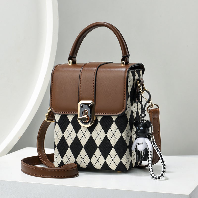 New Contrast Color Diamond Chain Small Bag Simple Fashion All-Match Instagram Fashionable Shoulder Crossbody Small Bag - Image 5