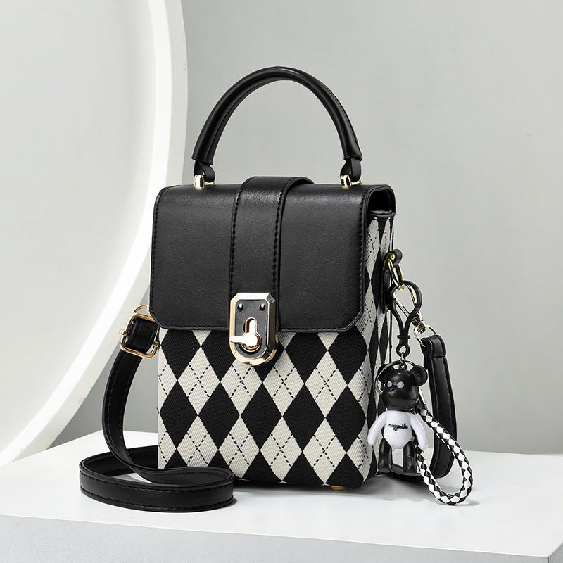 New Contrast Color Diamond Chain Small Bag Simple Fashion All-Match Instagram Fashionable Shoulder Crossbody Small Bag - Image 2