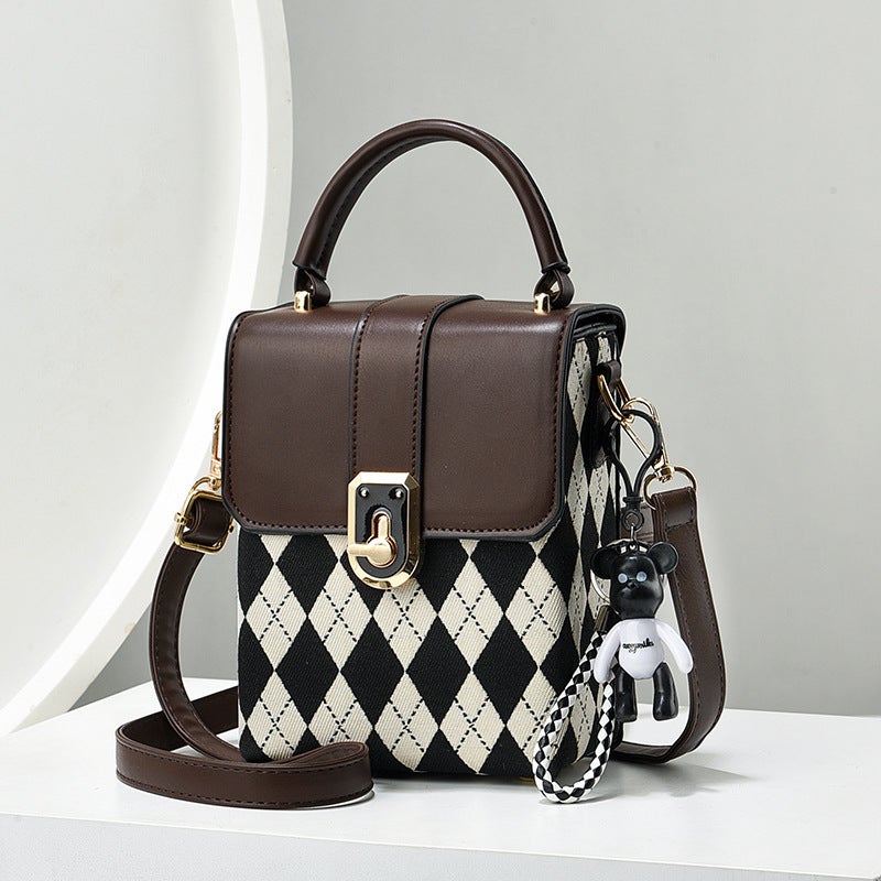 New Contrast Color Diamond Chain Small Bag Simple Fashion All-Match Instagram Fashionable Shoulder Crossbody Small Bag - Image 3