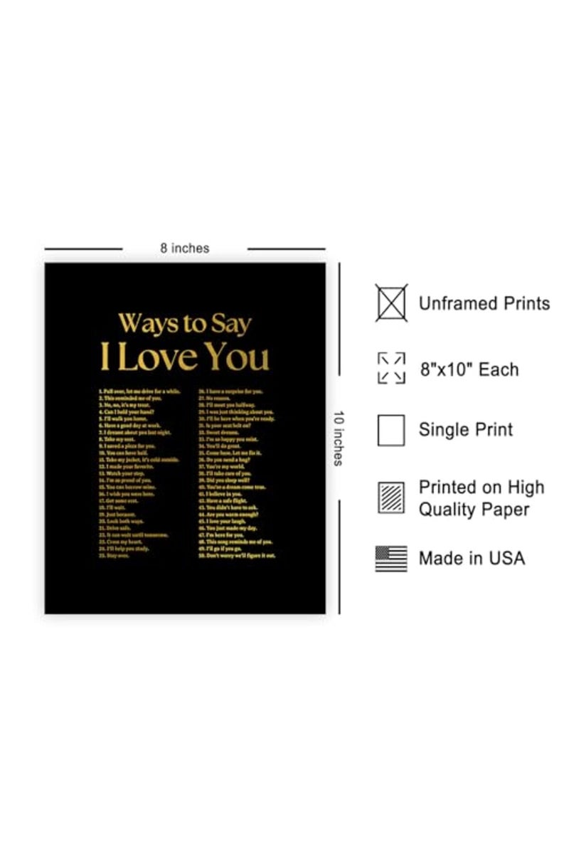 Poster Master Ways To Say I Love You Poster - Gold Typography Print - Valentine's Day Art - Positive Quote Art - Love Art - Inspirational Art - Romantic Living Room Decor - 8x10 UNFRAMED Wall Art - Image 2
