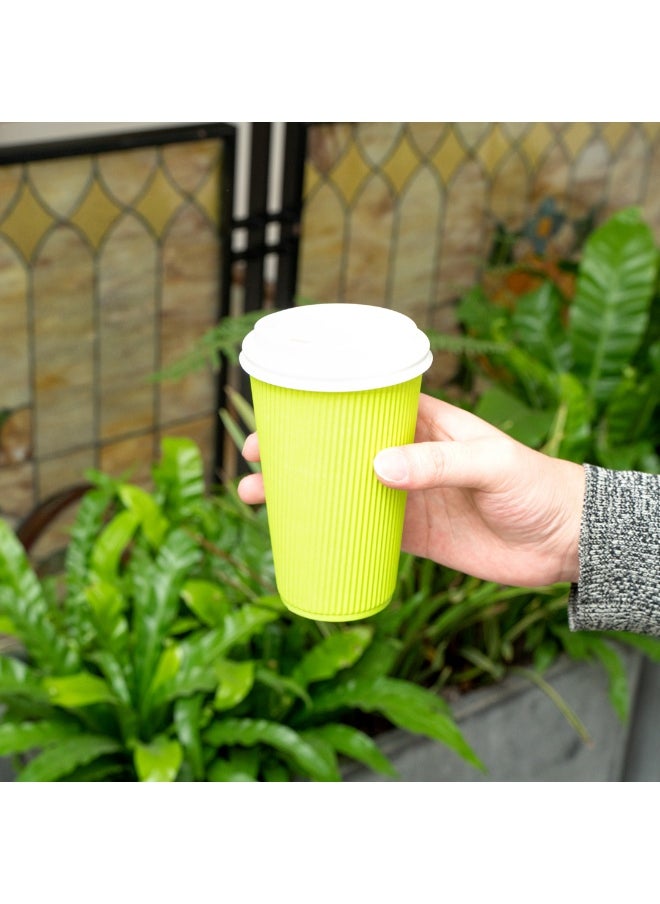 Restaurantware Restaurantware 12 Ounce Double Wall Disposable Coffee Cups, 500 Insulated Green Paper Tumblers with Rolled Rim Design, Lids Sold Separately for Hot Drinks like Tea, Hot Chocolate and More  - Image 5