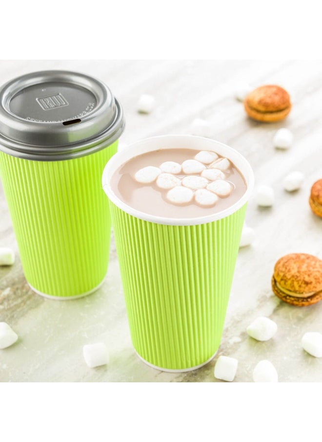 Restaurantware Restaurantware 12 Ounce Double Wall Disposable Coffee Cups, 500 Insulated Green Paper Tumblers with Rolled Rim Design, Lids Sold Separately for Hot Drinks like Tea, Hot Chocolate and More  - Image 3