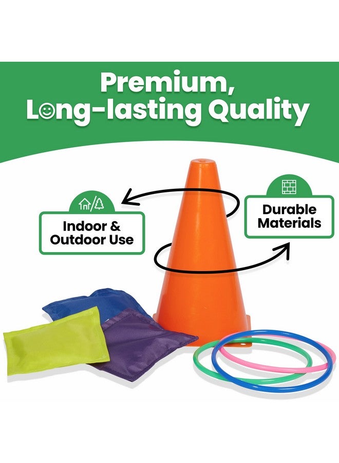 Prextex Prextex Multicolored 3-in-1 Yard Game Set - Ring Toss Game, Bean Bags, Cones - Outdoor Toys for Toddlers & Kids, Children's Indoor Play, Family Fun Carnival Games, Kids Party Cornhole Set, Lawn Games  - Image 3