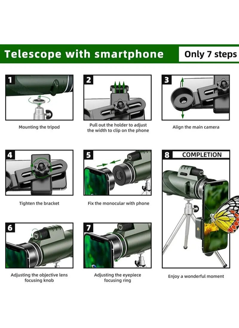 Generic Portable Zoom HD 5000M Telescope Folding Long Distance Mini Powerful Telescope For Hunting Sports Outdoor Camping Travel Green  - Image 4