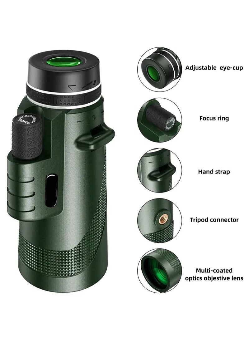 Generic Portable Zoom HD 5000M Telescope Folding Long Distance Mini Powerful Telescope For Hunting Sports Outdoor Camping Travel Green  - Image 2