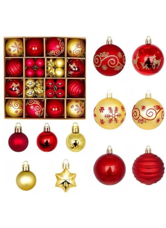 GGEROU 44Pcs Christmas Ball Ornaments Christmas Baubles Shatterproof Christmas Tree Balls Ornaments Hanging Decoration Assorted Ornament  - Image 1