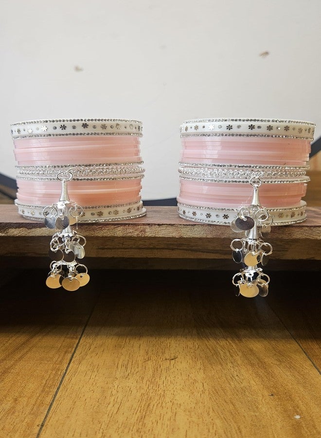 BANGLESKART Punjabi Collection Lite Bridal Chuda Normal Use Fabulous Design Build Quality Beautifully Made Chura Bangle Set for Girls Baby Pink (2.6) - Image 5