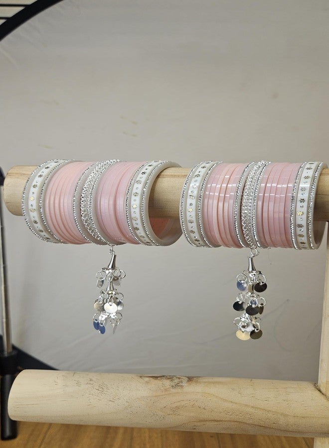 BANGLESKART Punjabi Collection Lite Bridal Chuda Normal Use Fabulous Design Build Quality Beautifully Made Chura Bangle Set for Girls Baby Pink (2.6) - Image 4