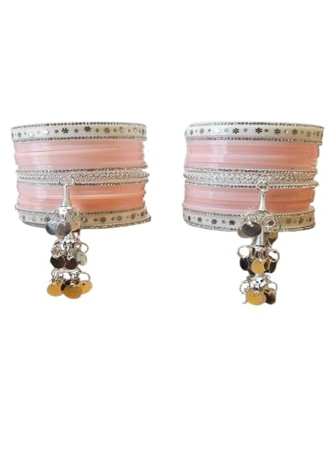 BANGLESKART Punjabi Collection Lite Bridal Chuda Normal Use Fabulous Design Build Quality Beautifully Made Chura Bangle Set for Girls Baby Pink (2.6) - Image 2