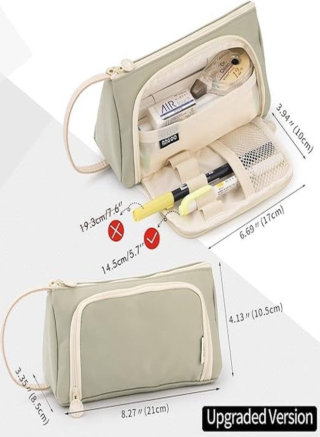دروبوسيل حقيبة أقلام رصاص كبيرة السعة من البوليستر من DROPOSALE، حقيبة تخزين كبيرة وعالية، حقيبة أقلام تحديد، حقيبة أدوات مكتبية بسيطة، منظم للمدرسة والجامعة والمكتب للفتيات المراهقات (لون أخضر فوشيا) - Image 3