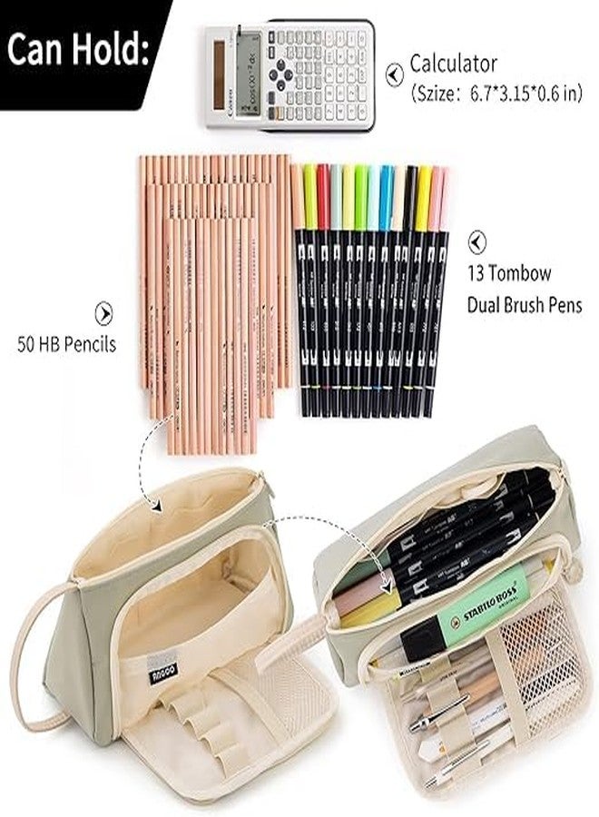 دروبوسيل حقيبة أقلام رصاص كبيرة السعة من البوليستر من DROPOSALE، حقيبة تخزين كبيرة وعالية، حقيبة أقلام تحديد، حقيبة أدوات مكتبية بسيطة، منظم للمدرسة والجامعة والمكتب للفتيات المراهقات (لون أخضر فوشيا) - Image 2