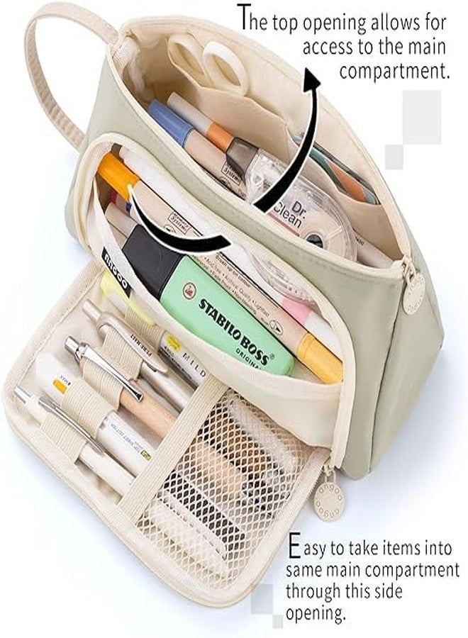 دروبوسيل حقيبة أقلام رصاص كبيرة السعة من البوليستر من DROPOSALE، حقيبة تخزين كبيرة وعالية، حقيبة أقلام تحديد، حقيبة أدوات مكتبية بسيطة، منظم للمدرسة والجامعة والمكتب للفتيات المراهقات (لون أخضر فوشيا) - Image 4